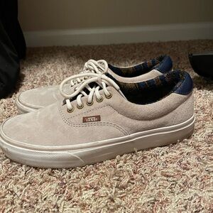 Vans Tan and Blue Sneakers with Classic Waffle Sole